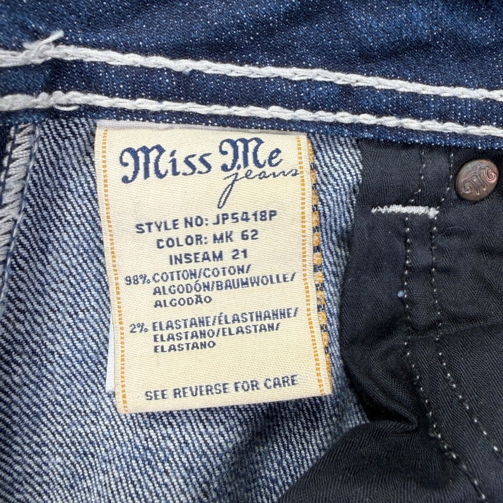Miss Me Capri Jeans Womens 30 Blue Medium Wash Rhinestone Embroidered JP5418P - Picture 8 of 12